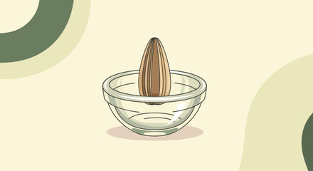 Sunflower Seed Delicately Placed in a Clear Glass Bowl on a Creamy Background