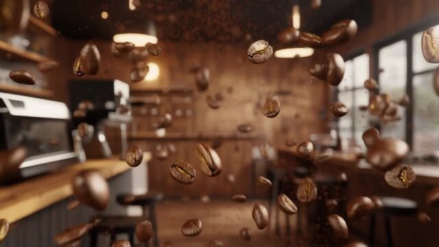 Explosi&oacute;n de granos de caf&eacute; tostados,