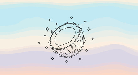 Sparkling Coconut Slice Floating Against A Soft Pastel Dreamscape Backdrop