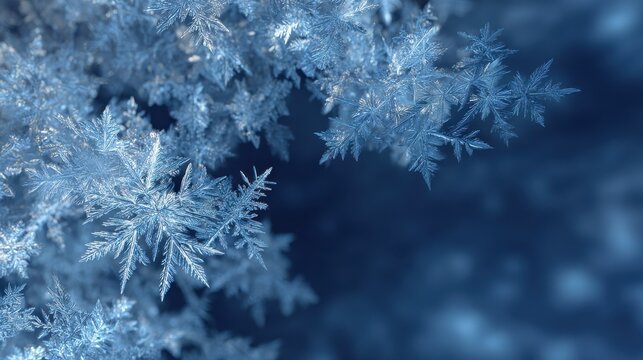 frosty blue christmas background with snow crystals