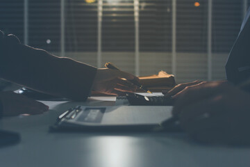 Lawyer explained to the client about the law that must be brought against the court case.