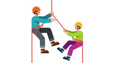 Scaling Training: Illustration Depicting Two Individuals Engaged In Climbing Activity