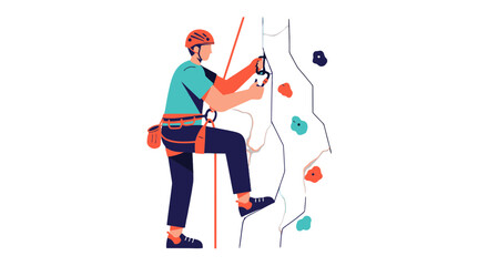 Scaling Upward: A Person Engaged In Rock Climbing On An Artificial Wall