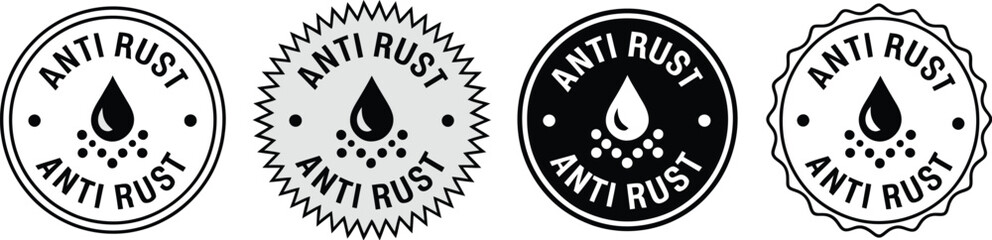 Anti Rust Coating Product Label Seal Set with Water Drop Icon for Metal Protection, Automotive Products, and Industrial Commercial Use