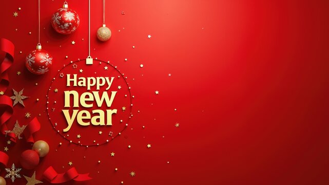 Merry Christmas red background decorated with happy new year

