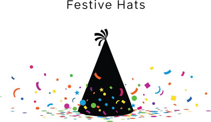 Festive party hat with colorful confetti, perfect for celebrating birthdays and special occasions