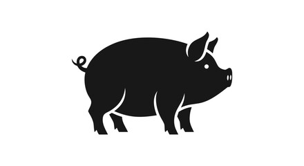 Pig Silhouette: An elegant illustration showcases a sleek silhouette of a pig, highlighting its distinct features with simplicity and style.