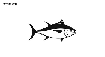 Tuna Illustration: A minimalist illustration of a tuna, featuring its streamlined body and distinctive fins, perfect for representing marine life.