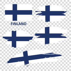 Set of Finland flags painted with a brush