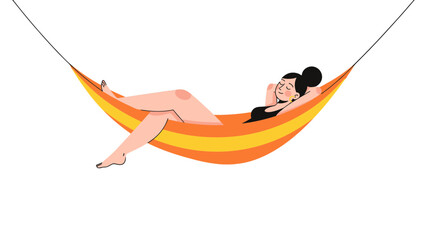 Relaxed Woman Reclining Comfortably in a Hammock, Enjoying Peaceful Tranquility