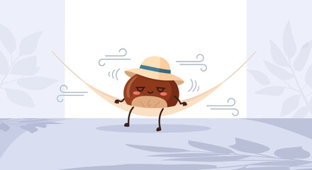 Relaxing Chestnut Cartoon Resting On a Hammock Enjoying Breeze And Sunny Times