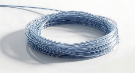 Clear flexible plastic tube coiled on a white surface, ideal for medical or industrial use.