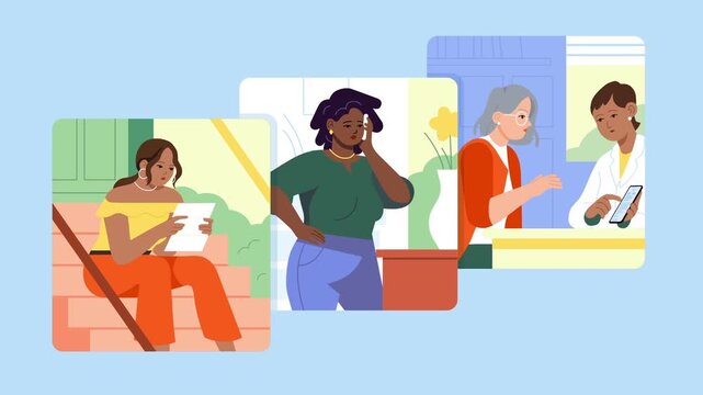 Group of students studying together at home, learning and teamwork concept in warm flat 2D animated style for education, collaboration and academic content