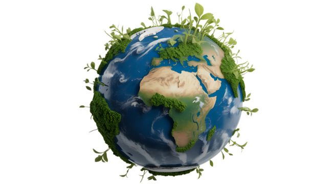 Earth growing green with new life and vegetation