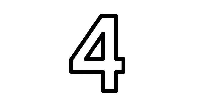 A simple black outline of the number four on a plain white background in a minimalist style design