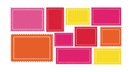 Colorful stamp and label set vector illustration