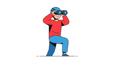 Observing Adventure: Adventurer With Binoculars Against a Dark, Dramatic Backdrop