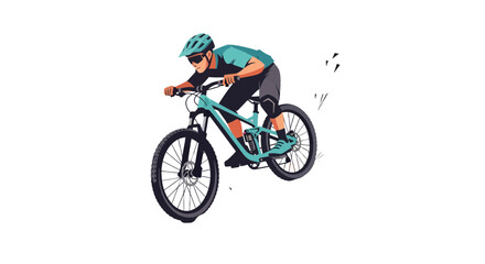 Mountain Biker in Full Speed: Vector Illustration Depicting Outdoor Adventure and Sport