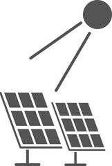 Simple dark grey silhouette of a solar panel array isolated on white background solar panel silhouette, black and white vector icon design. Solar panel icon in black silhouette style Solar panel