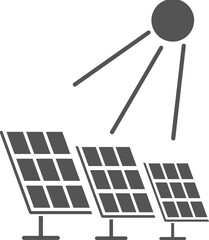 Simple dark grey silhouette of a solar panel array isolated on white background solar panel silhouette, black and white vector icon design. Solar panel icon in black silhouette style Solar panel