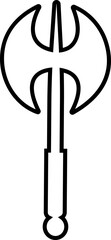 Weapon Icon Axe, Pickaxe, Halberd, Battle Axe, Spear, and War Tool Symbol Ancient and Modern Blade, Metal Armory, and Combat Equipment Vector in Black Color Line Style