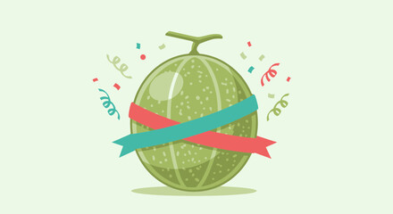 Melon Celebration Embellished With Ribbons And Confetti, Fresh Harvest Joy Display