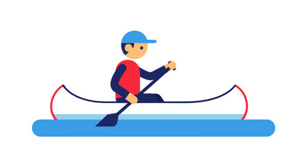 Kayak Adventure: Person Paddling a Canoe Through the Calm and Dark Water for Pleasure