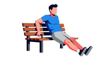 Man In Blue Shirt Doing Bench Dips, Exercise On A Black Background Artwork