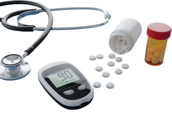 Medical equipment and medication isolated on transparent background