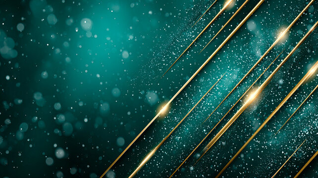Elegant festive background in emerald and gold tones.