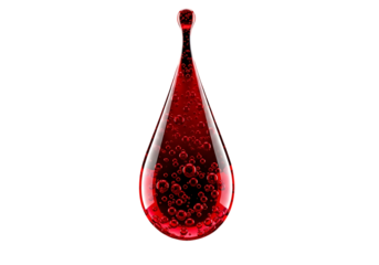 Red blood cell drop isolated on transparent background