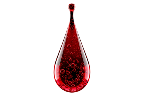 Red blood cell drop isolated on transparent background