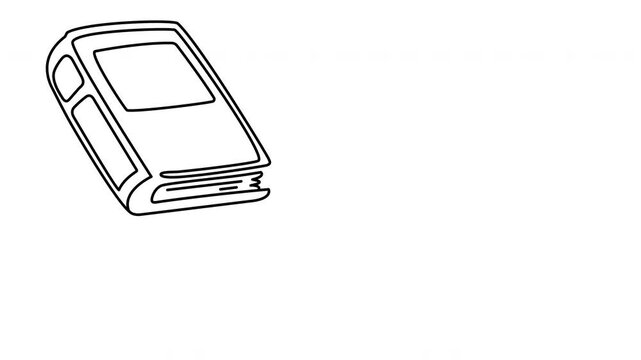 One continuous line drawing of a book. Minimalist hand-drawn style illustration representing education, learning, and knowledge. Simple linear vector design.