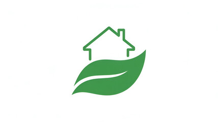 Eco house vector icon green leaf and home symbol minimalist design for sustainable living and environmental awareness