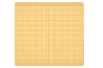 Vintage yellow graph paper texture with grid lines, blank surface, transparent background for design assets