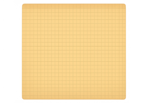 Vintage yellow graph paper texture with grid lines, blank surface, transparent background for design assets