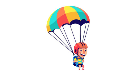 Joyful Paratrooper Soaring Through The Sky, Sporting A Colorful Parachute, Against Black Backdrop
