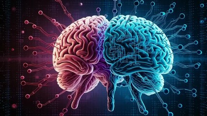 Ai brain technology concept with neural network connections and digital mind interface design - Powered by Adobe
