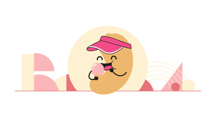 Joyful Peanut Character Relishing Ice Cream Enjoying Summer Time Fun And Refreshment