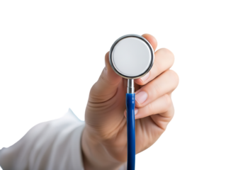Doctor holding a stethoscope isolated on transparent background
