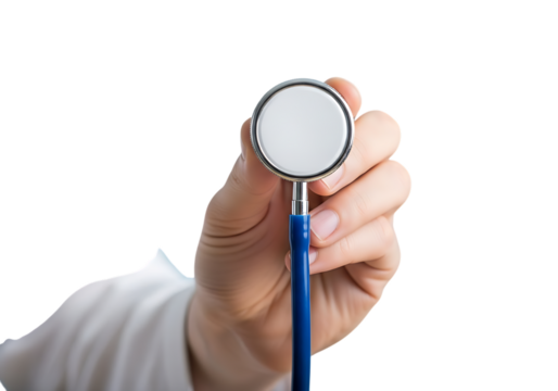 Doctor holding a stethoscope isolated on transparent background - Powered by Adobe