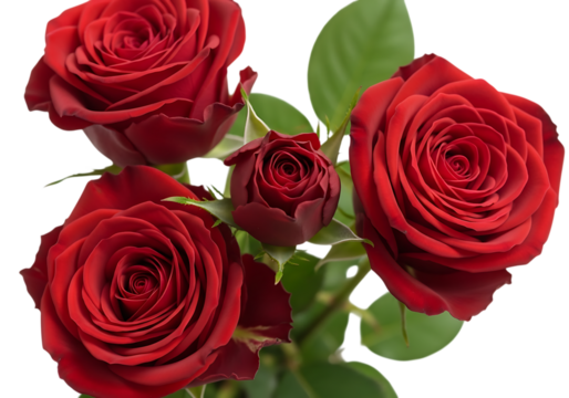 Bunch of red roses isolated on transparent background