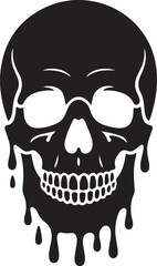 skull graphic with a somewhat dripping effect. Vector Black silhouettes. with white background