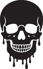 skull graphic with a somewhat dripping effect. Vector Black silhouettes. with white background