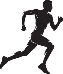 Simple black silhouette of a running man. Vector Black silhouettes. with white background
