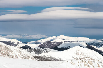 Snow-capped Apennine mountains, Abruzzo Lazio and Molise national park