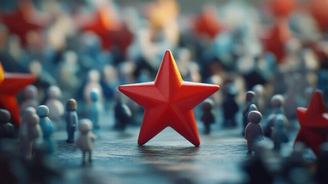 Group surrounding red star