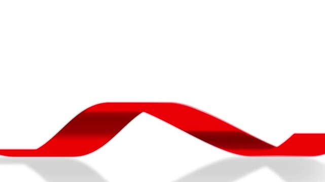 Blood Cancer colon cancer red ribbon on white background animation, red color realistic satin silk glossy ribbon sign for awareness campaign 3D animated with copy space text area  video aids day