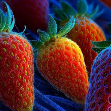 The perfect Fibonacci spacing of strawberry achenes in a microscopic view