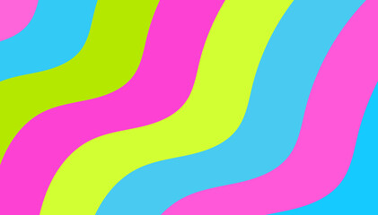 Bright Wavy Pattern: Electric Lime, Hot Pink, and Turquoise Curving Stripes for Vivid Backgrounds and Designs